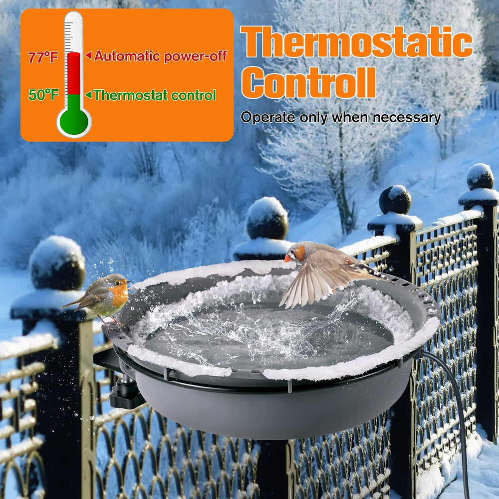 75W Heated Bird Baths for Outdoors for Winter with Thermostat Control