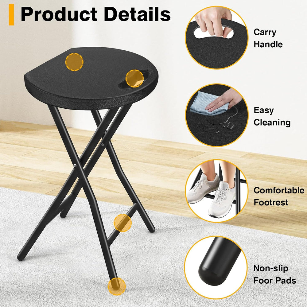 Portable Folding Chair with Handle, Heavy Duty Round Fold Stool Chair