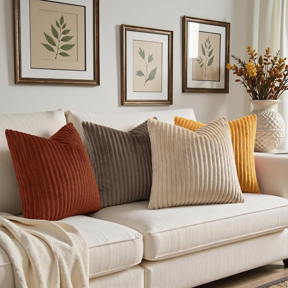 Simmore Fall Soft Rust Flannel Throw Pillow Covers 22X22 Set of 2
