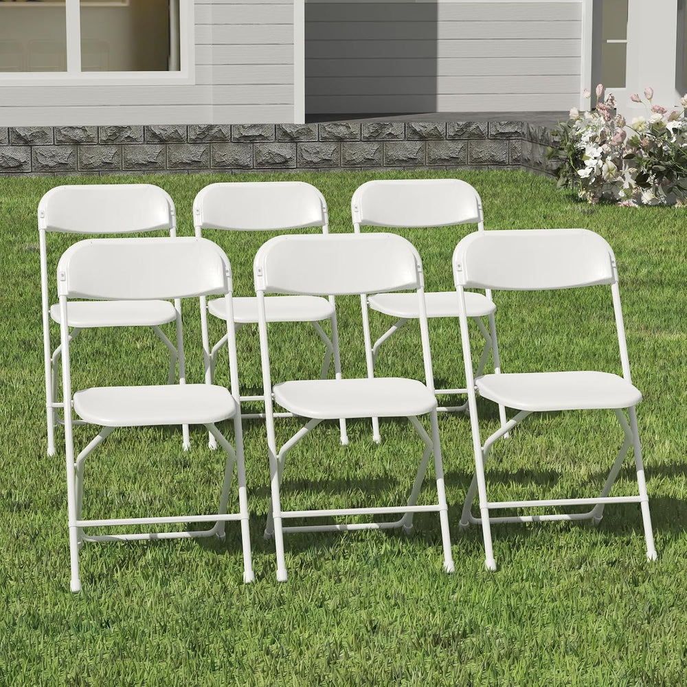 6 Pack White Folding Chairs for School Events Wedding Party Picnic