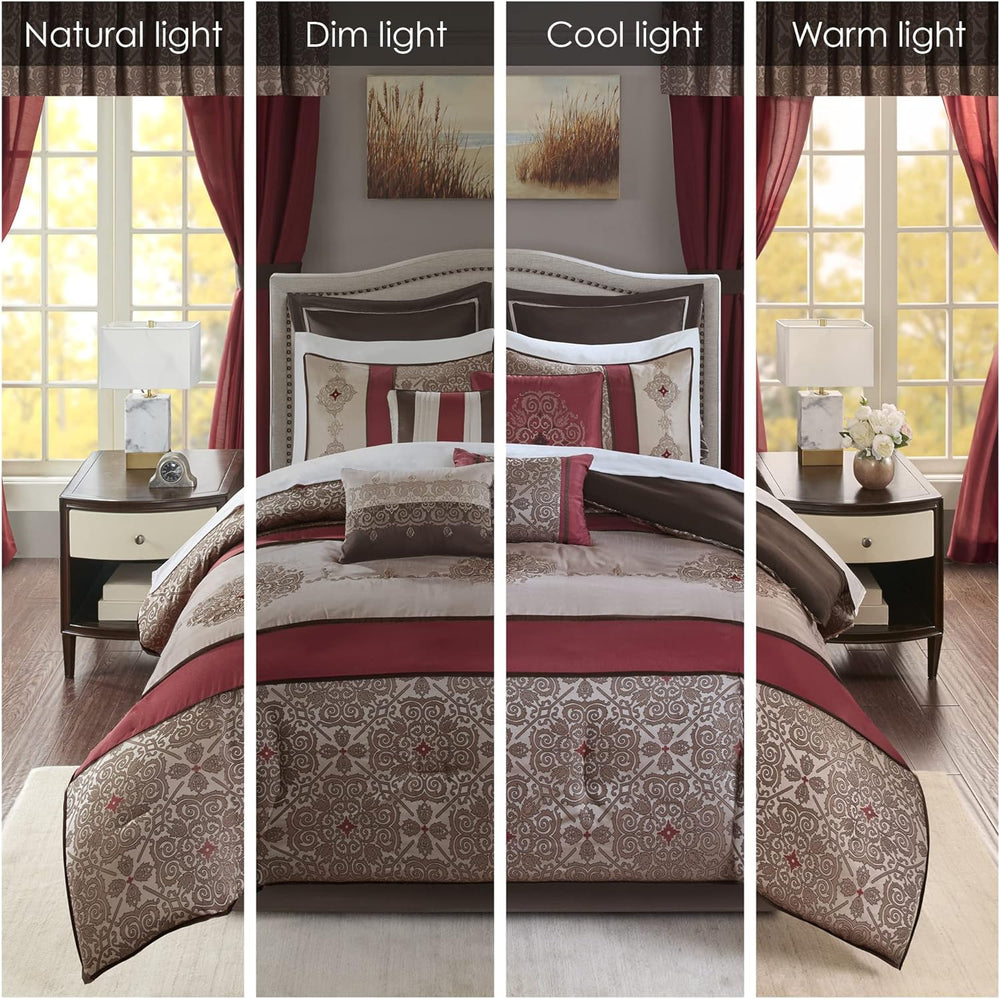 Madison Park Essentials King Comforter Set, 24 Piece Room in a Bag Red