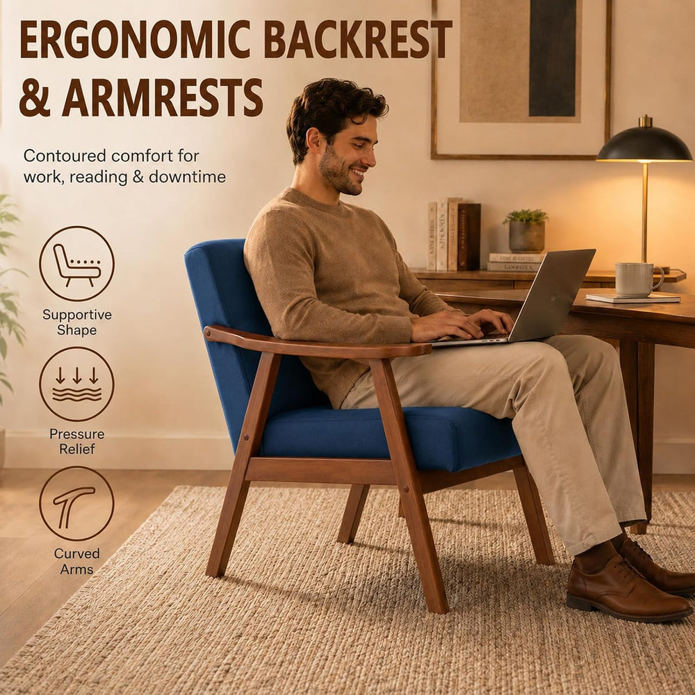 Anwick Mid-Century Accent Chair,Modern Living Room Chairs with Solid Wood Fra...