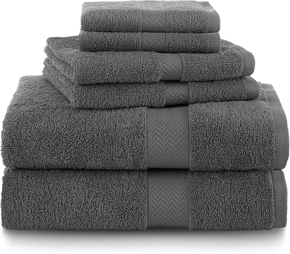 Martex 6-Piece 100% Ringspun Cotton Towel Set, Dark Grey