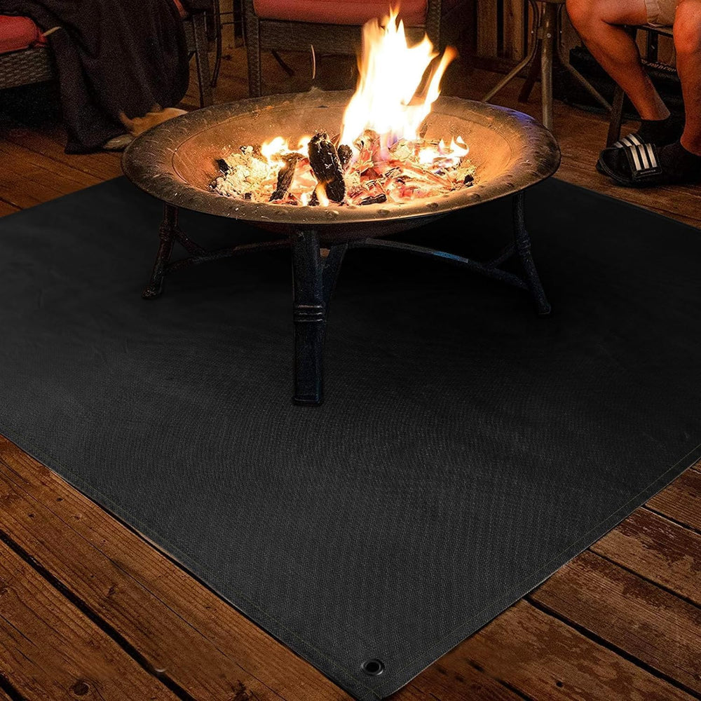 Fire Pit Mat, 37.8"x 39.4" Fireproof Blanket for Under Fire Pit, Black