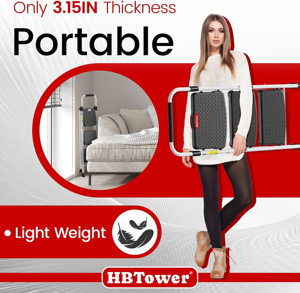 HBTower Step Ladder, Folding Step Stool with Wide Anti-Slip Pedal