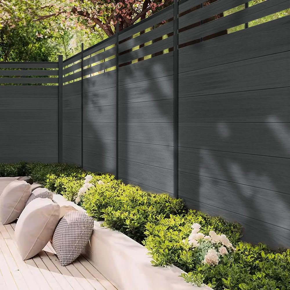 Mondaria Semi-Closed Privacy Fence Panels with 1 Post for Outside, 6ft(W) x 6...