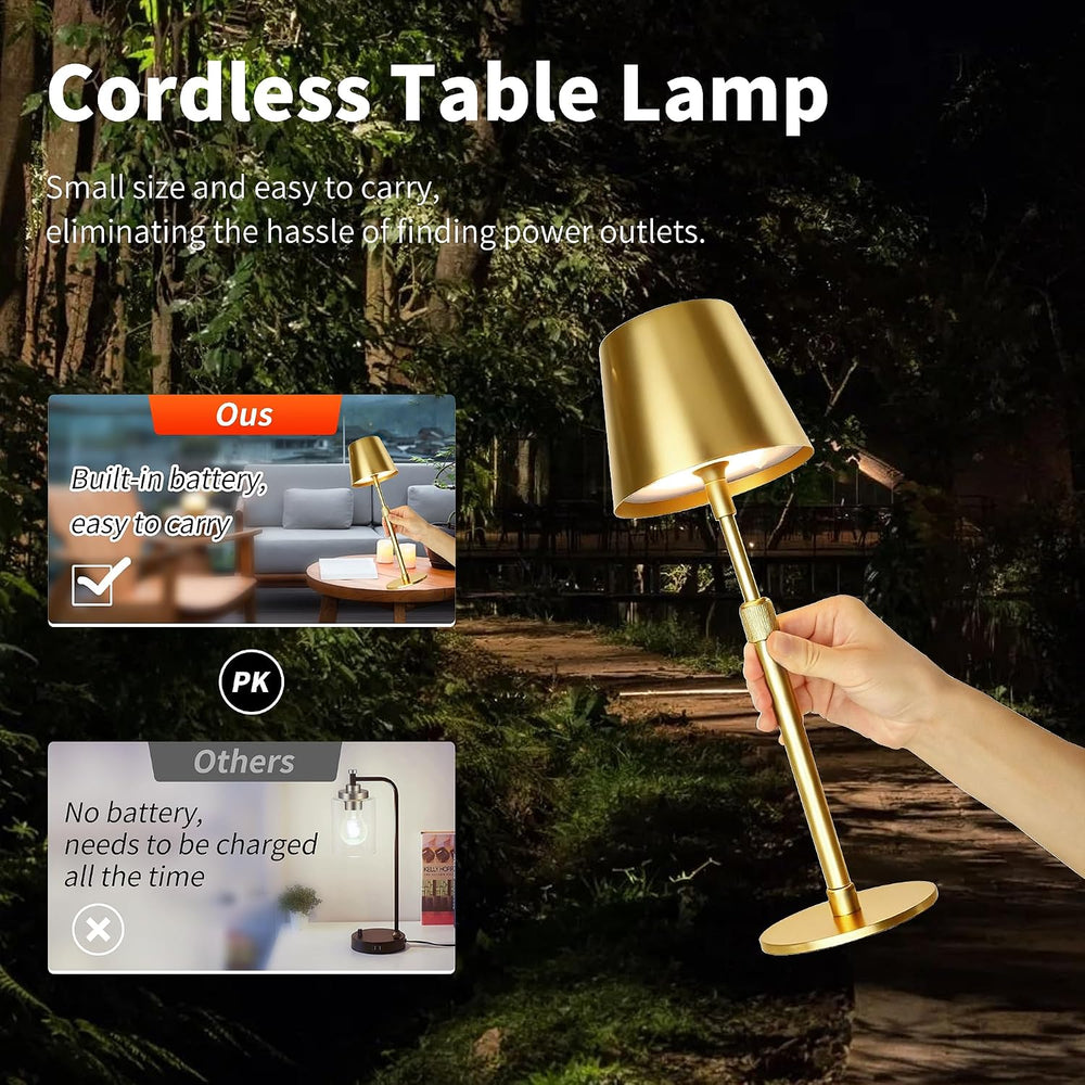 Mr.White Outdoor Waterproof Rechargeable Cordless Table Lamp with Telescopic ...
