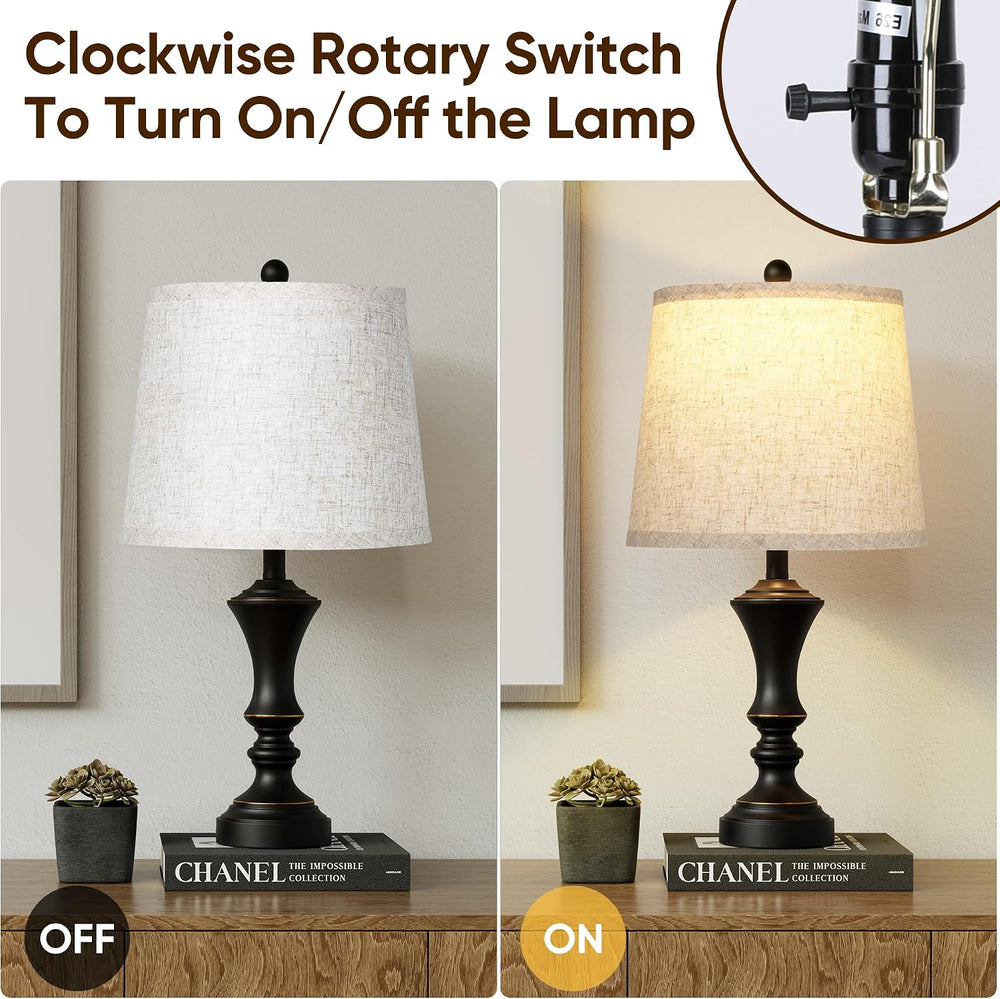 ROTTOGOON Retro Table Lamps Set of 2, Nightstand Lamp for Bedroom Vintage Rus...