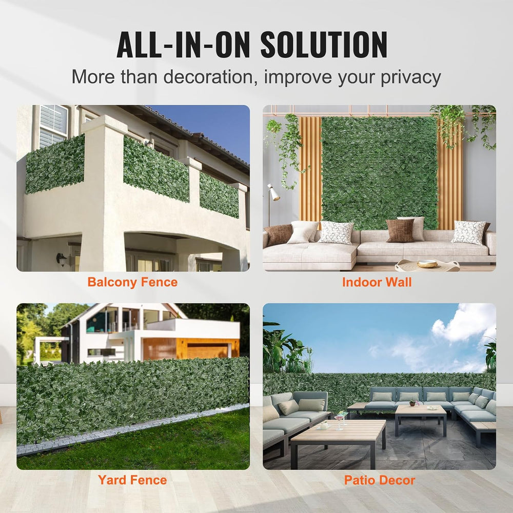VEVOR Artificial Ivy Privacy Fence Screen, 39 x 198 in Faux Ivy Vine Leaf Hed...