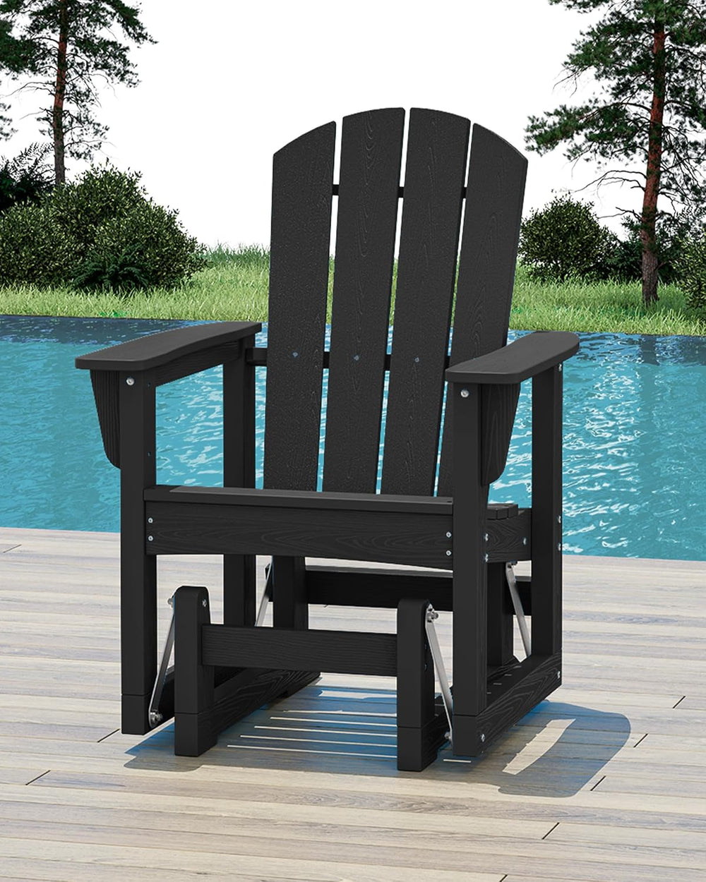 SERWALL HDPE Outdoor Glider, All-Weather Patio Glider Rocker
