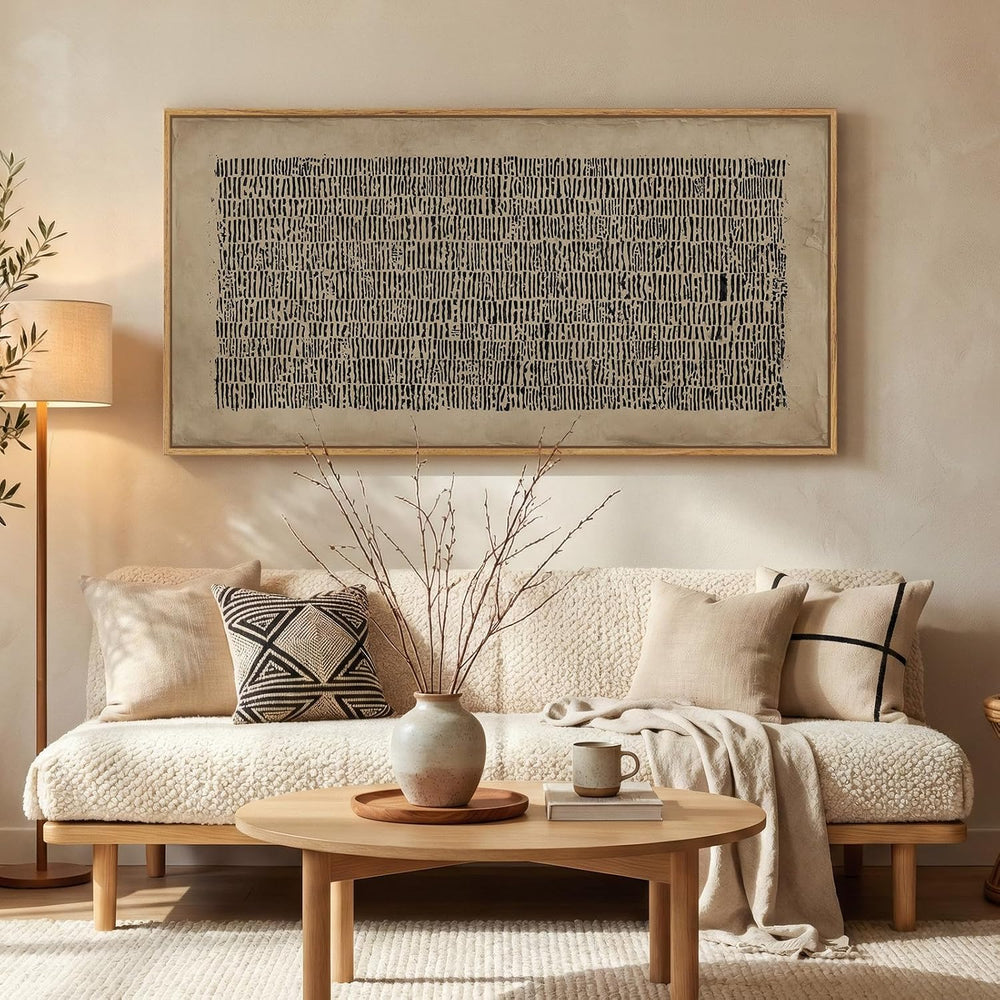 Large Framed Wabi Sabi Abstract Wall Art for Living Room, 60x30 Inch