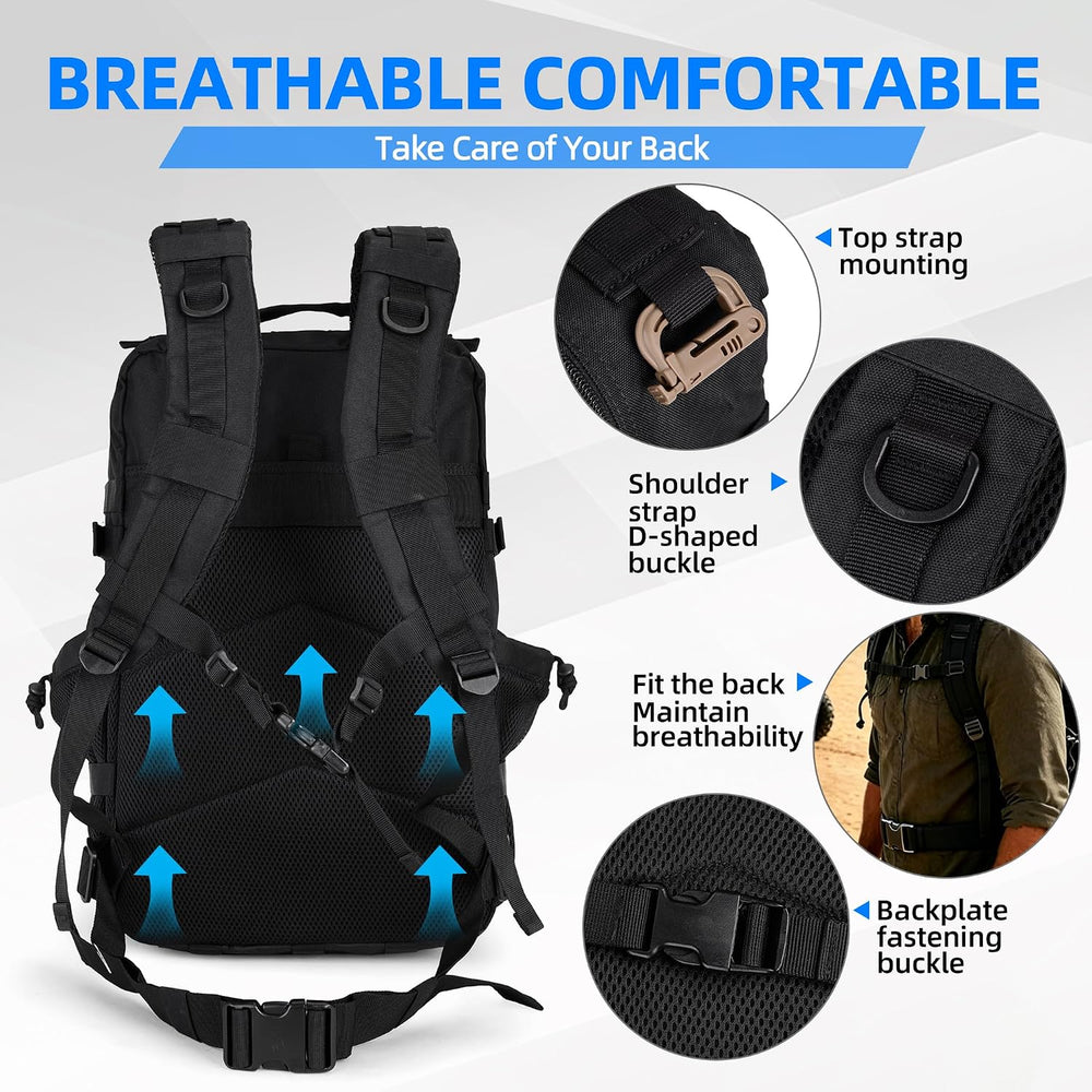 LUPU 45L Military Tactical Backpack for Men Women, MOLLE Army 3 Day Assault P...