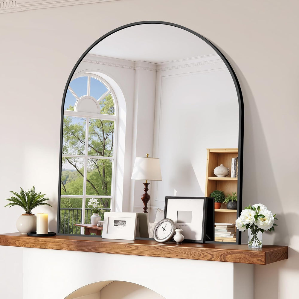 CIRCUMI Arched Wall Mirror, 40"x48" Black Arched Mirror for Entrywa...