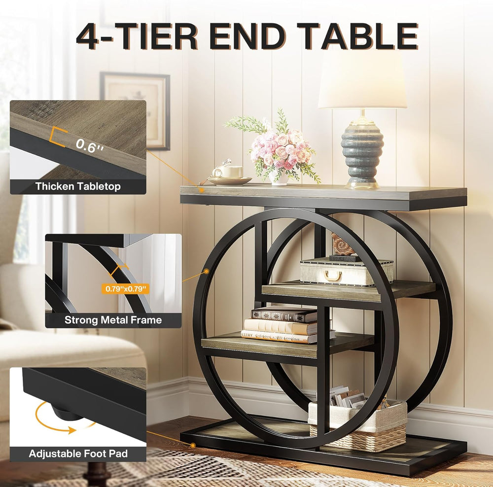 Tribesigns End Table for Living Room, 4-Tier Narrow Side Table with Storage S...