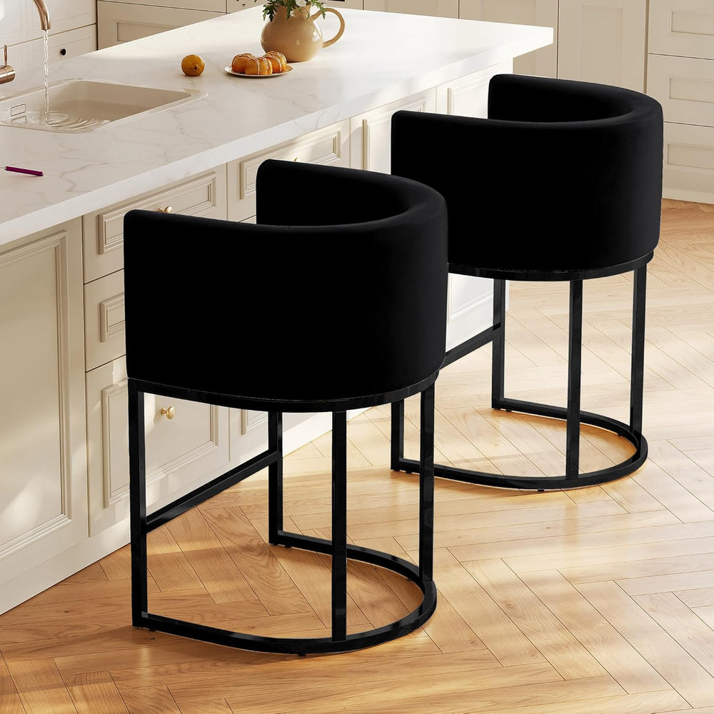 Modern Counter Height Bar Stools,Bar Stools Set of 2,Velvet Fabric Upholstere...