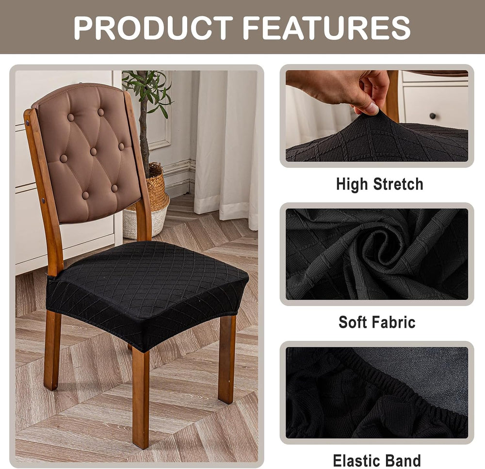 Genina Waterproof Chair Covers Set of 6,No Rear Covers,Black