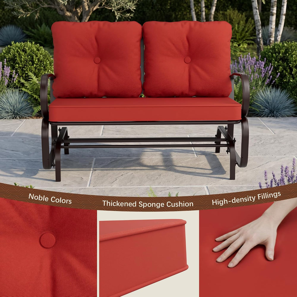 Crownland Outdoor Patio Glider Chair for 2-Person, Red