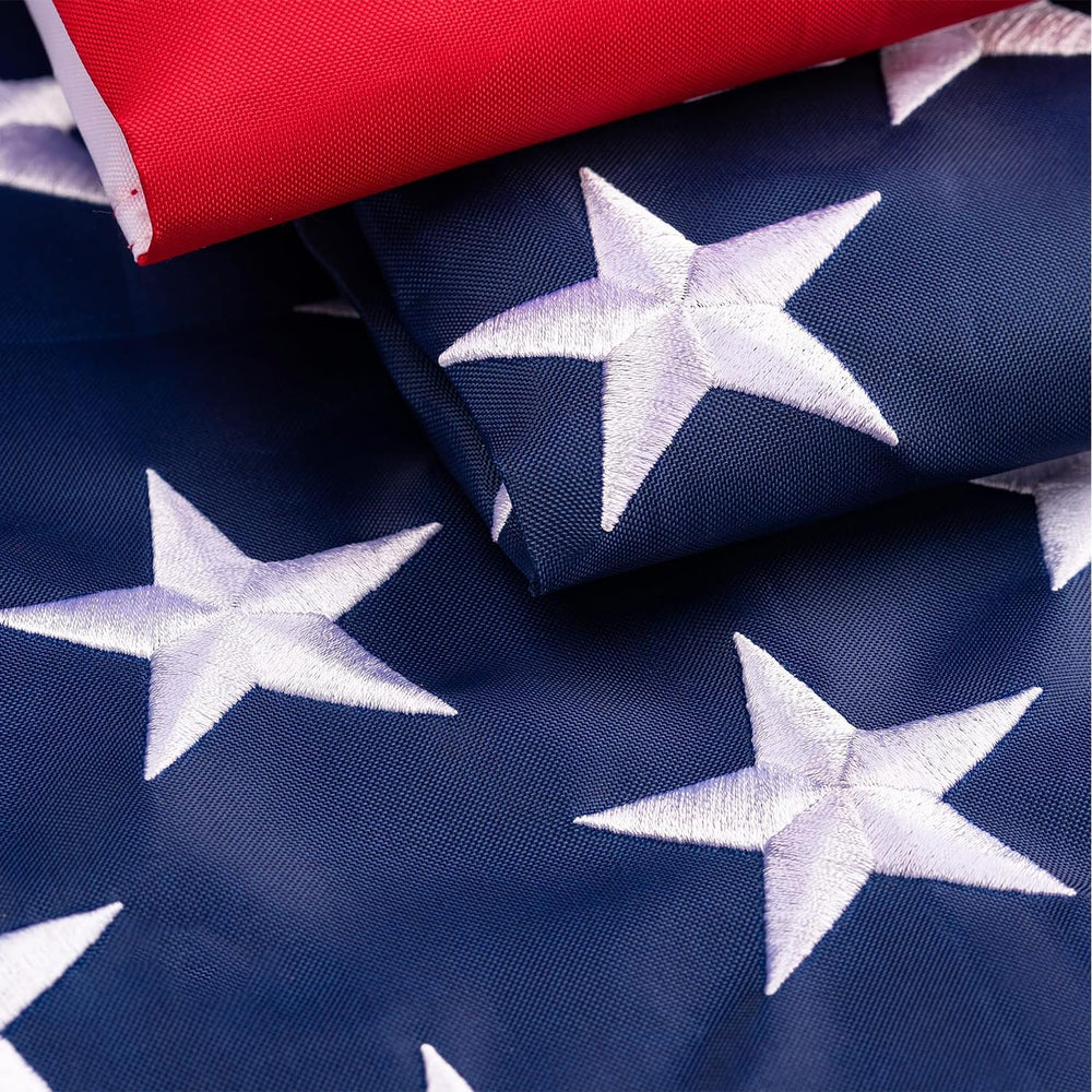 Embroideries American US Flag 3x5 Outdoor Made in USA - Heavy Duty Vivid Colo...