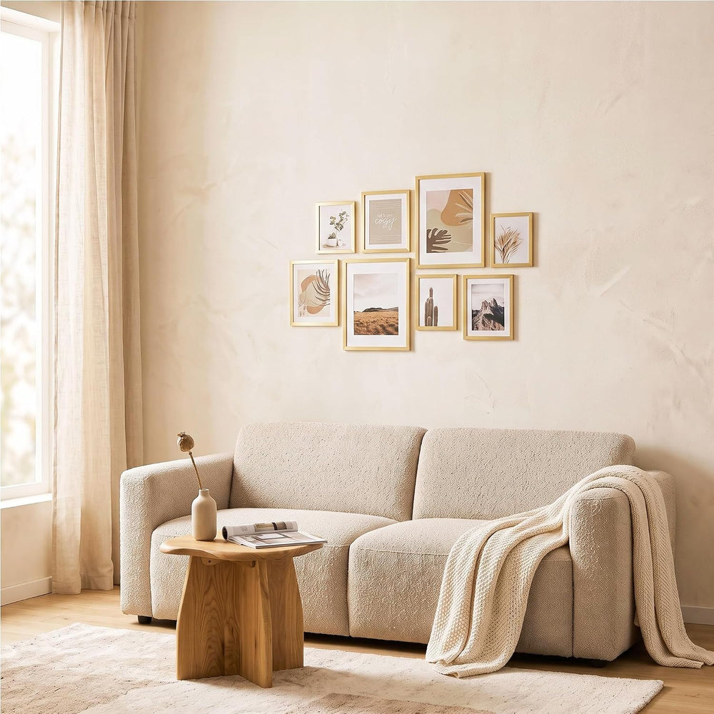 ArtbyHannah Gallery Wall Frame Set, 8 Pack Neutral Wall Decor, Gold, Large