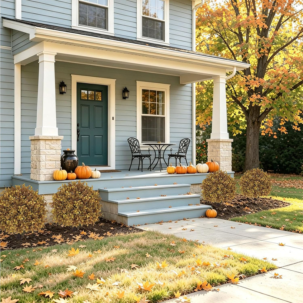 24" Artificial Outdoor Fall Plants, Boxwood Topiary Bushes Shrubs Set of 2