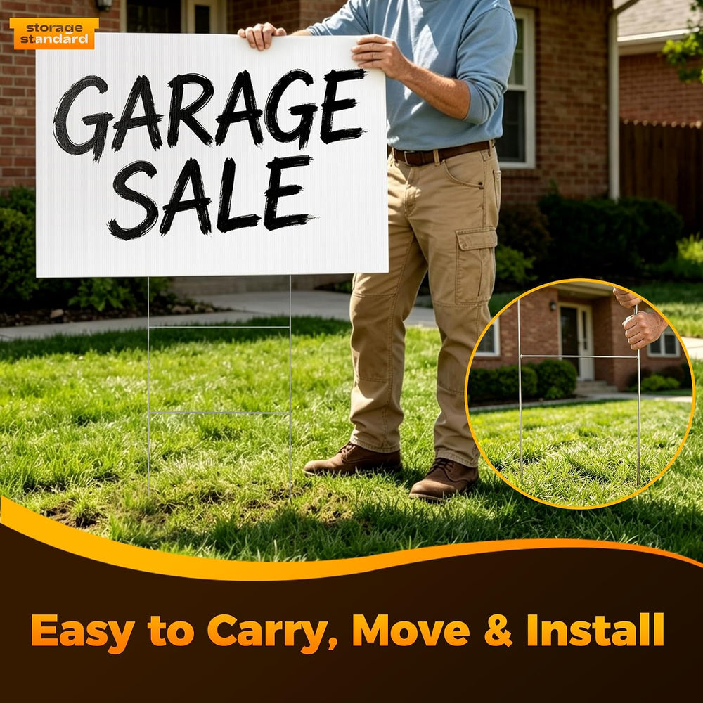 24 x 36 Inch Plastic Blank Yard Signs with Stakes - 4mm Extra Large Corrugate...