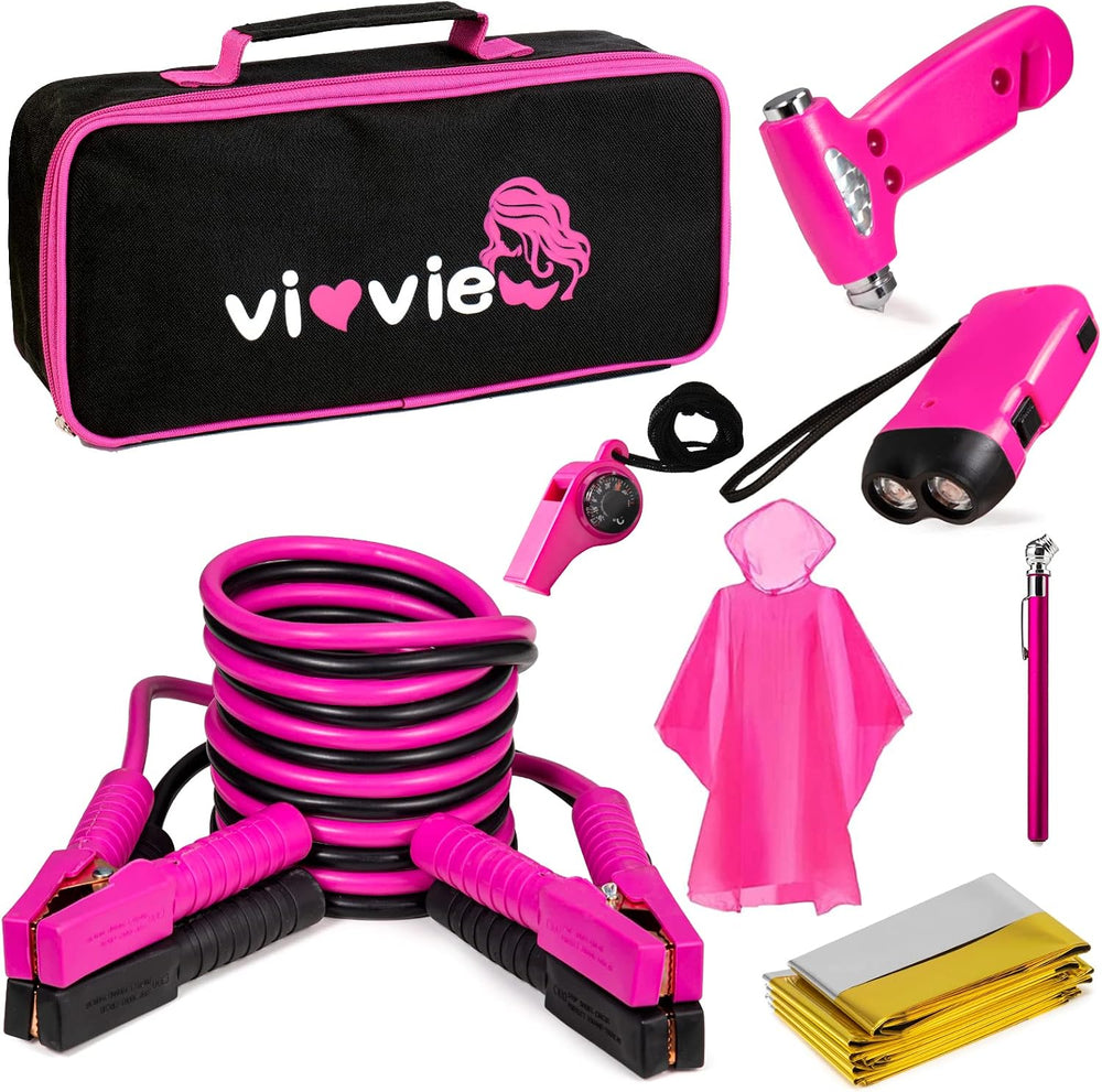 Roadside Emergency Car Kit for Vehicles, Car Safety Kit with Jumper Cables, S...