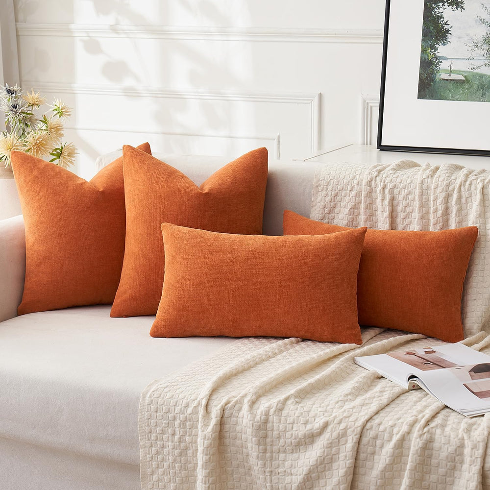 MIULEE Halloween Fall Burnt Orange Chenille Couch Pillow Covers, 20x20