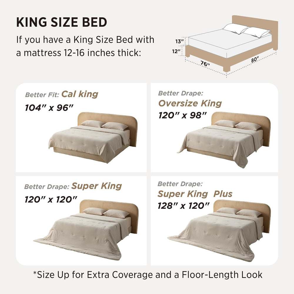 Bedsure Oversized King Comforter Prewashed Bedding Set 3Pcs Beige 120"x9...
