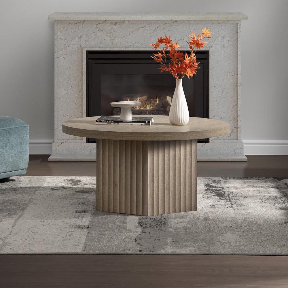 SICOTAS 32" Round Coffee Table for Living Room Modern