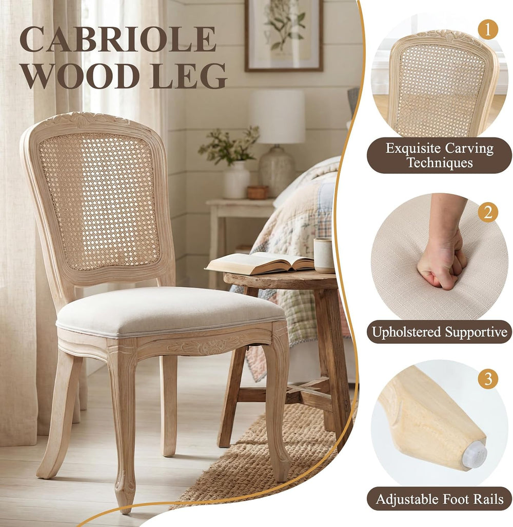 chairus French Country Dining Chairs Set of 2, Upholstered Linen Dining Room ...
