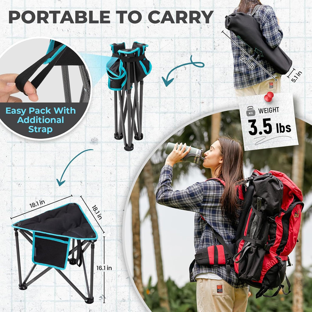FUNDANGO Folding Tripod Stool, Lightweight Portable Fishing Chair 440Lbs