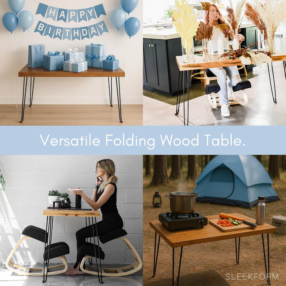 Sleekform The Portland Folding Table - Lightweight Portable Wood Desk