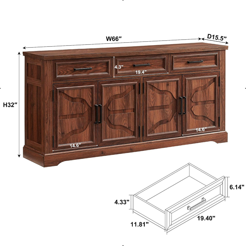 JXQTLINGMU 66" Farmhouse Buffet Cabinet with Storage, Sideboard Credenza...