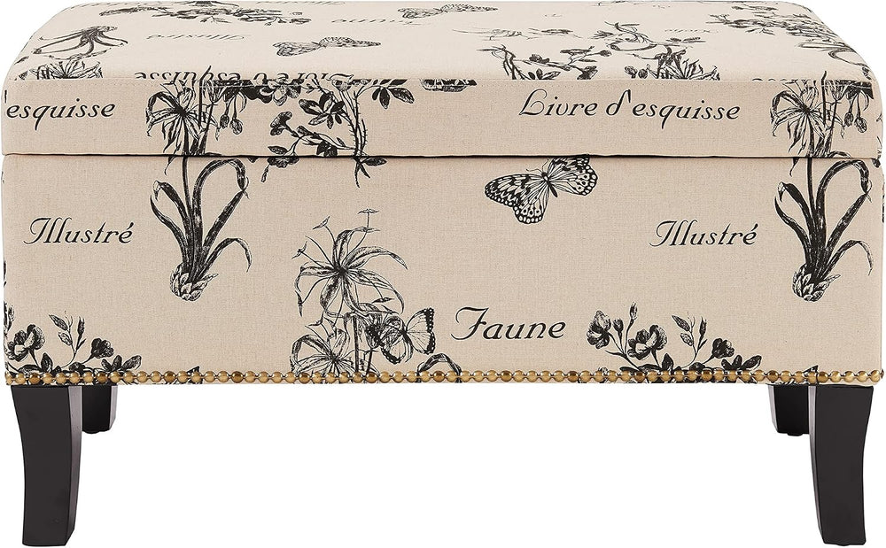 Linon Stephanie Ottoman, Botanical Linen