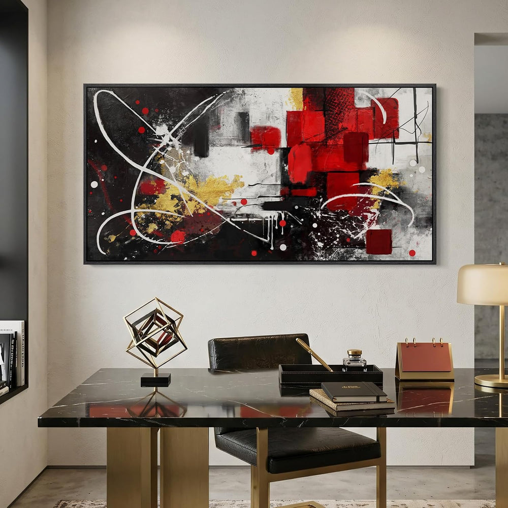Extra Large Framed Black and White Abstract Wall Art for Living Room, 30x60