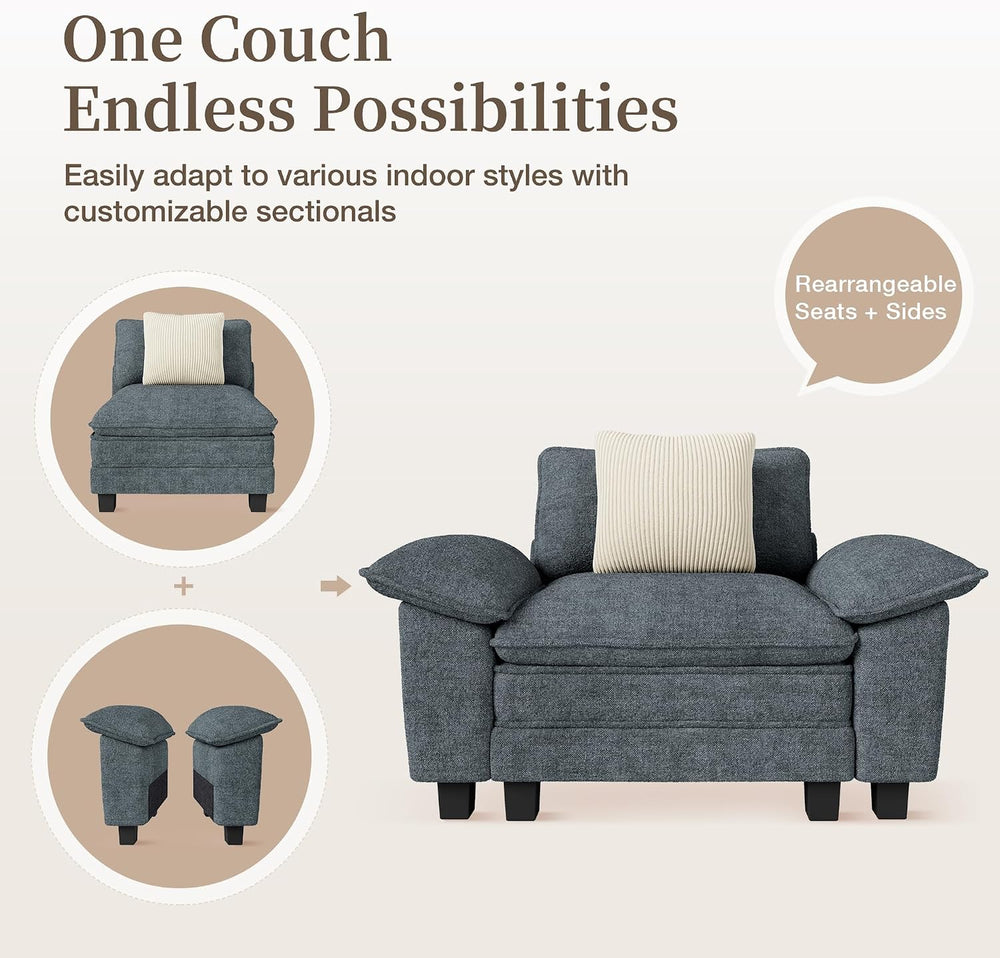 SUNSHINE VALLEY Modular Chaise Lounge Chair - Armchair Sofa with Ottoman
