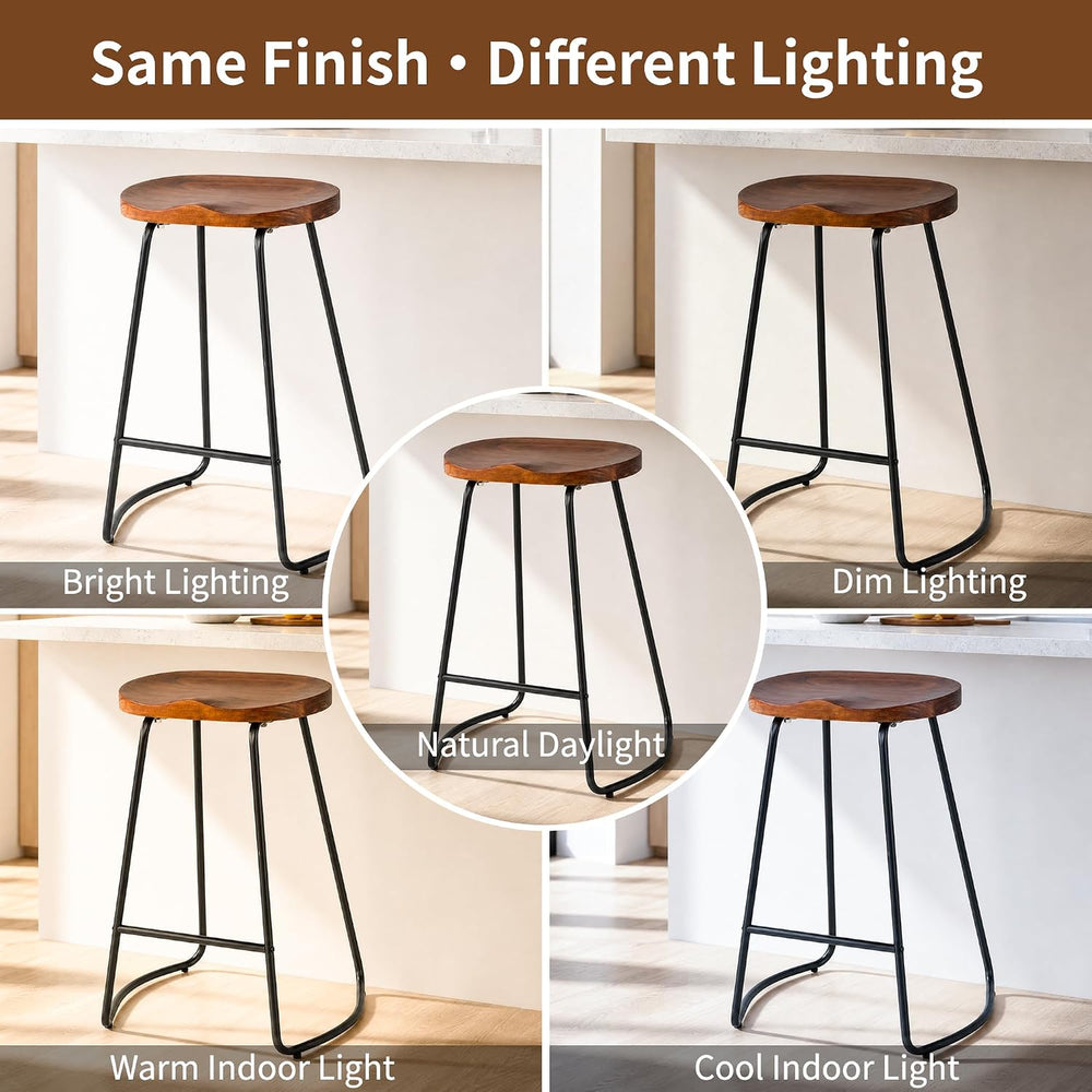 HeuGah 26" Wood Counter Height Bar Stools Set of 2 for Kitchen Island