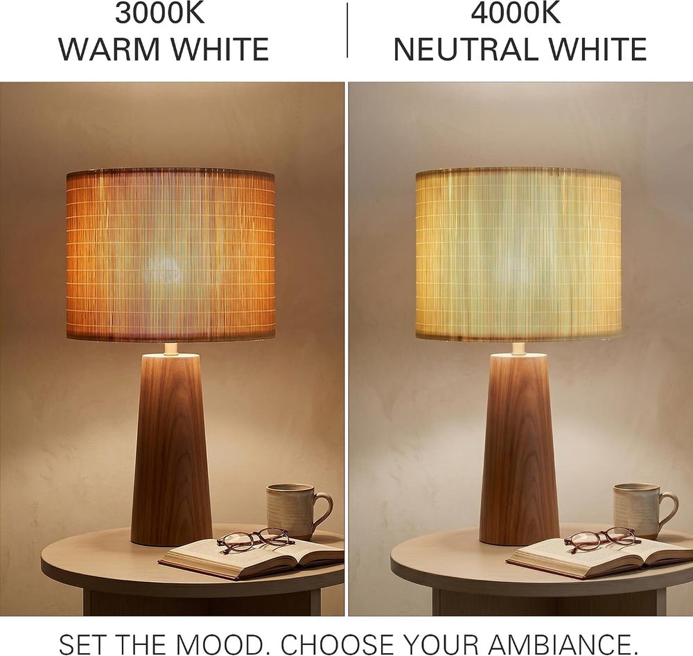 Bamboo Lamp Shades Set of 2, Handwoven Medium Drum Lampshades for Table Lamps...