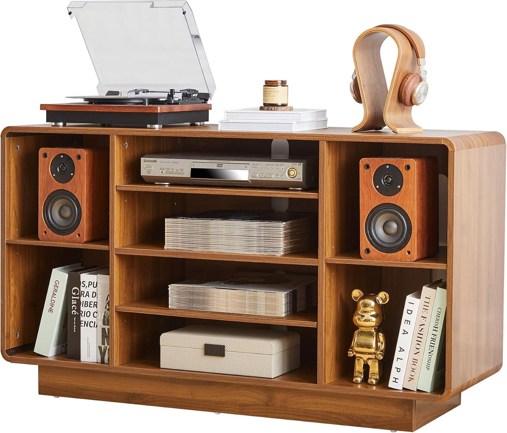 RARZOE 5-Tier AV Media Cabinet with Adjustable Shelves, 47'' Walnut