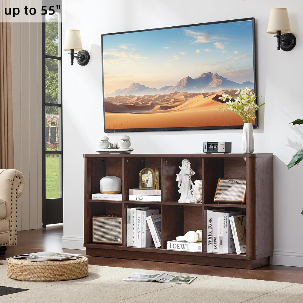 Joaxswe 8 Cube Bookcase, 52" Long Horizontal Book Shelf w/Curved Edge, F...