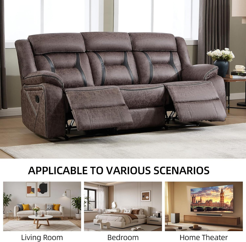 EBELLO Faux Leather Recliner Sofa Furniture Set for Living Room, Recliner Cha...