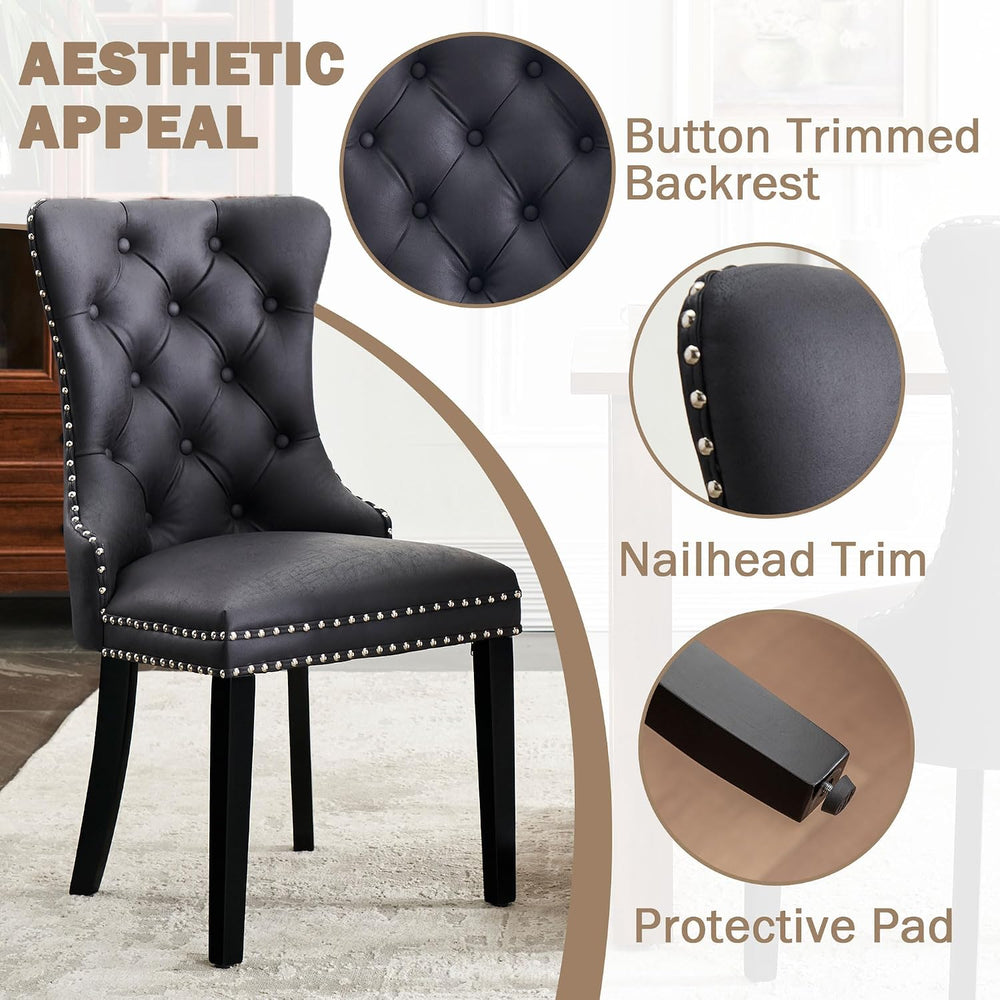 Leather Dining Chairs, Black Dining Chairs Set of 4