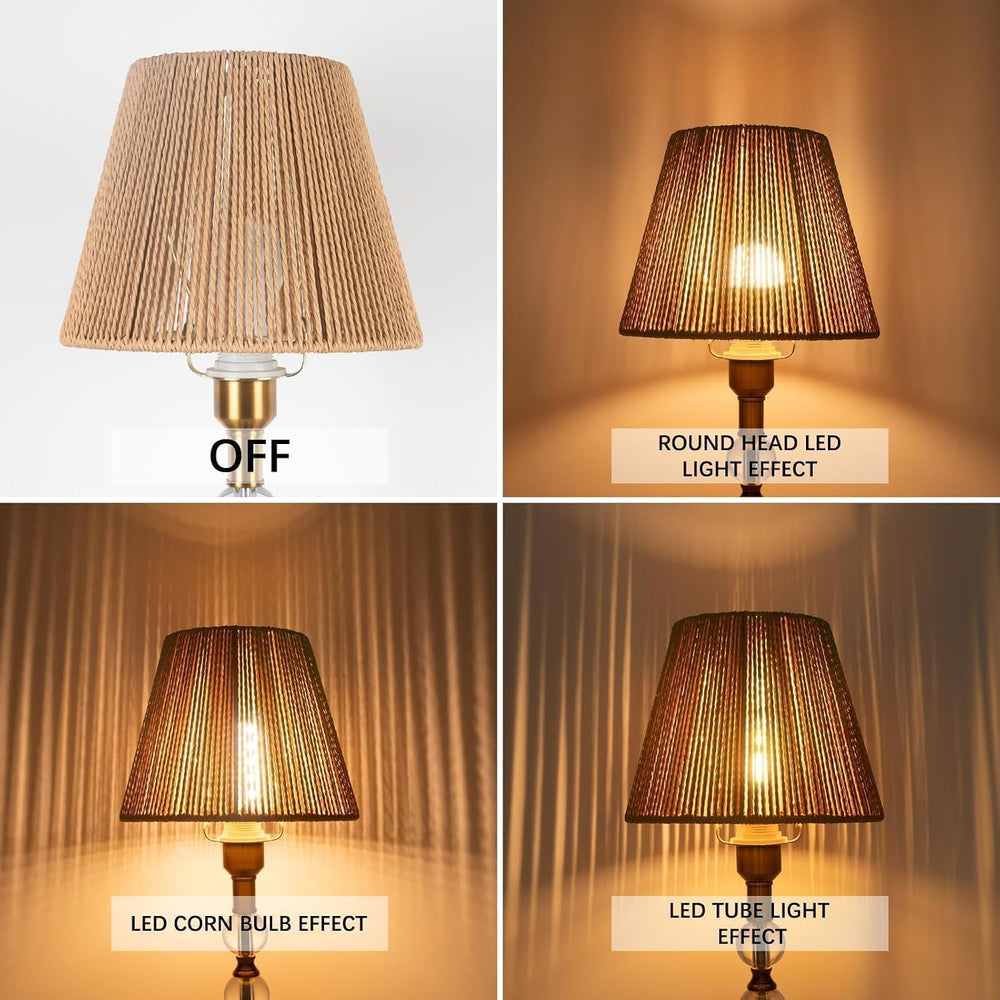 Boho Rattan Lamp Shade Small Bell Lampshade 6" Top X 10" Bottom X 7...