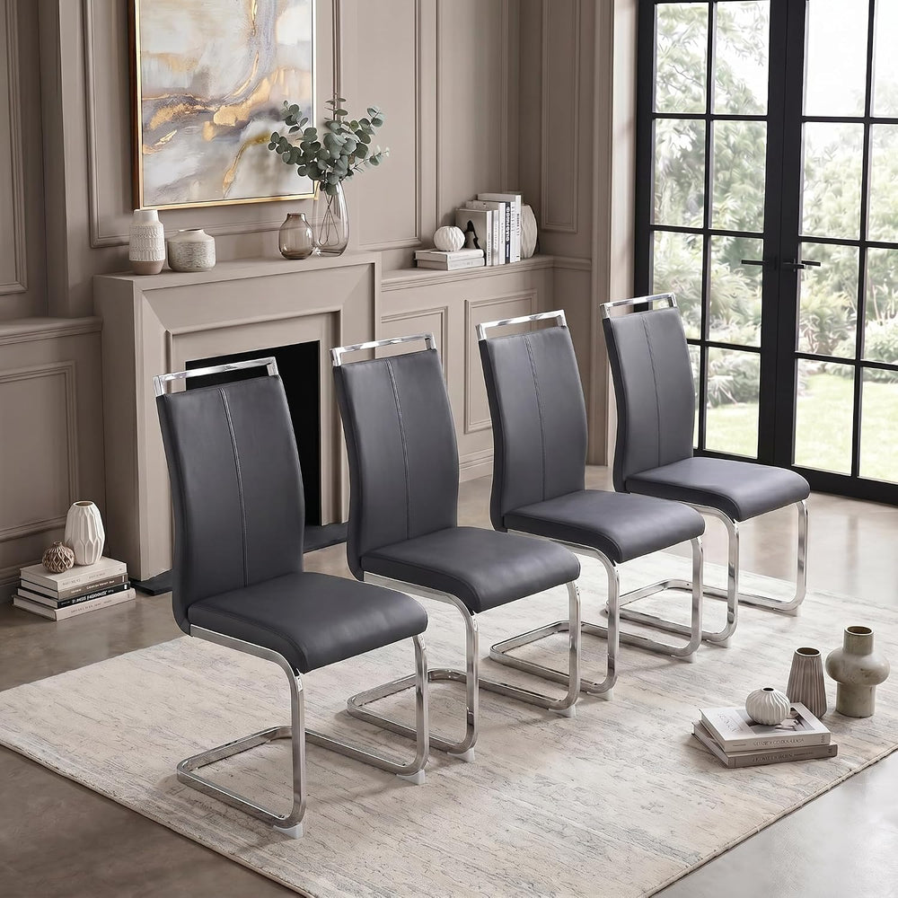 gopop Dining Chairs Set, Kitchen Modern Metal Chairs with Faux Leather Padded...