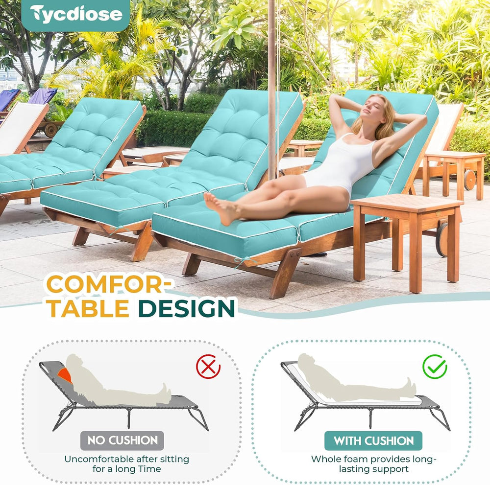 Outdoor Chaise Lounge Chair Cushion, Waterproof Non-Slip Patio Chaise Lounge ...