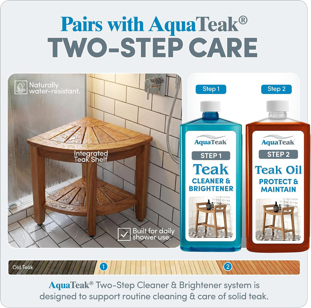 AquaTeak Kai Corner 15.5" Teak Shower Bench