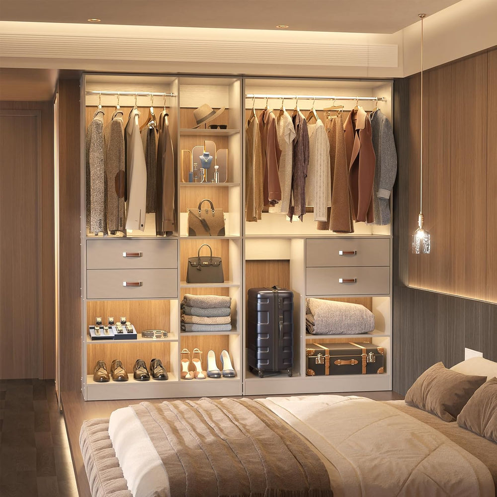 Armocity Closet System with Suitcase Storage, 40 Inches Stand-alone Wardrobe ...