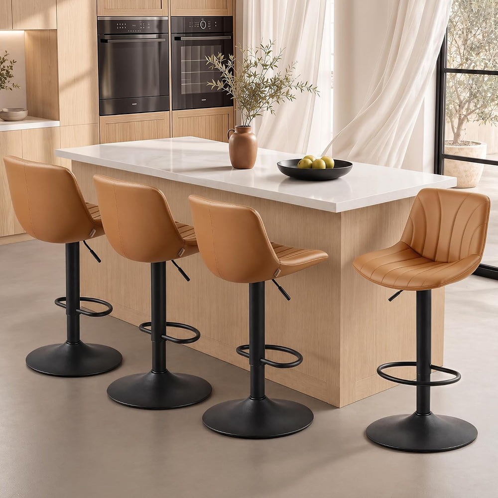 VASAGLE Bar Stools Set of 4, Adjustable Bar Chairs with Backs, 360° Swivel