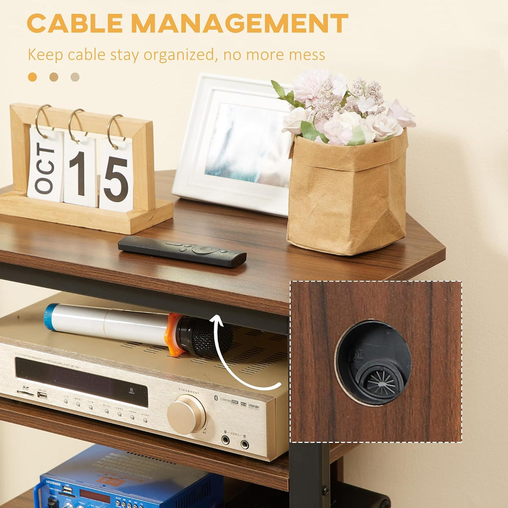 HOMCOM Media Stand with 4-Tier Audio Rack, AV Media Corner Shelf, Brown