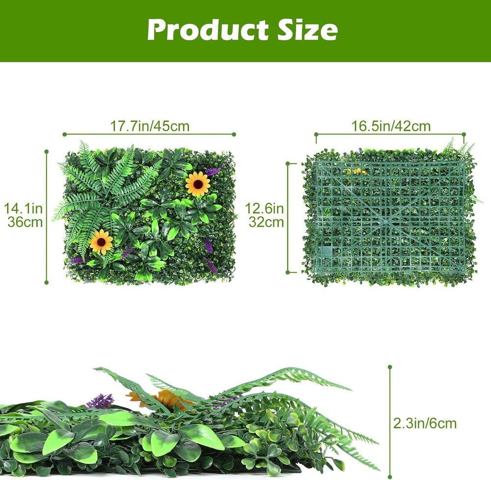 MOOACE 6 Pack Artificial Grass Wall Panel, Faux Greenery Backdrop